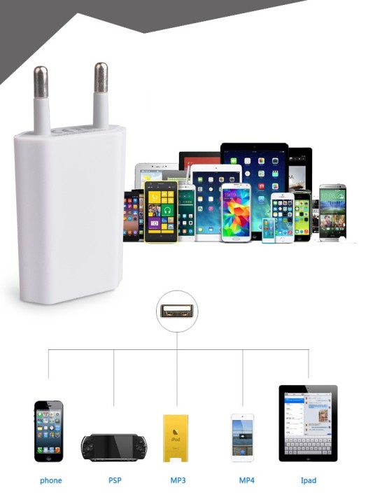 5V 1A Wall Charger USB Travel Moblie Phone EU AC Plug Power Adapter for iPhone 4/4s/5/5s/6s/6Plus for Sumsung eclats antivols - 