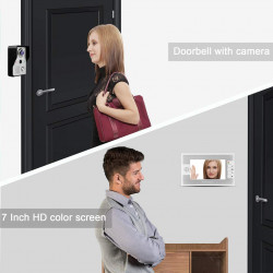 Kit visual visual intercom 7 inch door phone doorbell with 1-monitor 1-camera system, LCD display screen TFT display eclats anti
