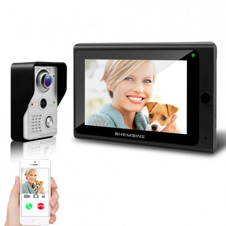 Interphone video sans fil 300m etanche Vision Nocturne ecran 18cm  appartement maison