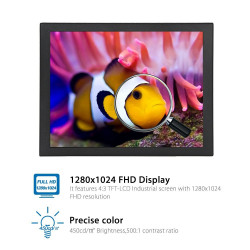 17 Inch LCD Monitor Panoramic1280x1024 Resolution 4: 3 FHD 1080P HD Video Screen HDMI BNC VGA USB AV In eclats antivols - 3