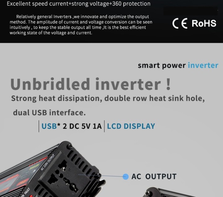 Convertisseur 220v 12v 600 Watts pure sinusoide changeur de tension jr international - 6