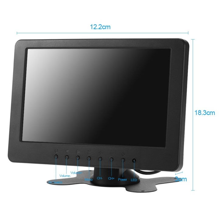 Moniteur audio video 18cm couleur 7 pouce 12v pour 2 cameras lcd telecommande surveillance jr international - 3