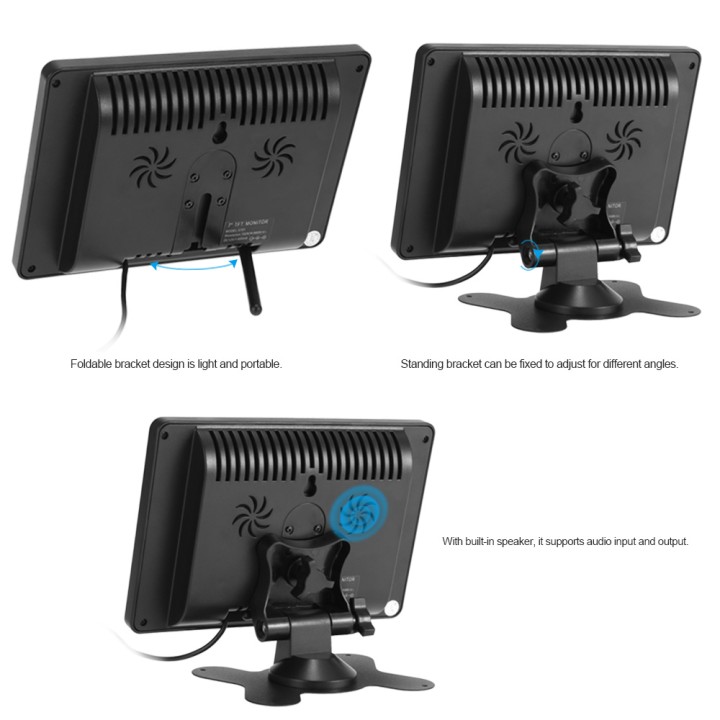 Moniteur audio video 18cm couleur 7 pouce 12v pour 2 cameras lcd telecommande surveillance jr international - 8