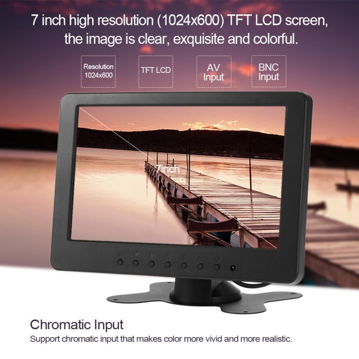 Moniteur audio video 18cm couleur 7 pouce 12v pour 2 cameras lcd telecommande surveillance jr international - 9