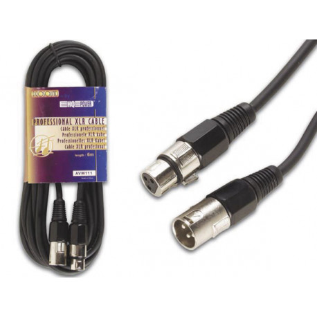 Professional xlr cable, xlr male to xlr female (3m black) velleman - 1