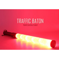 2 Baton rechargeable torch light red traffic signaling plane car road policing jr  international - 4