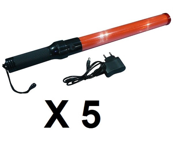 5 Baton rechargeable torch light red traffic signaling plane car road policing jr  international - 7