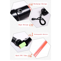 5 Baton rechargeable torch light red traffic signaling plane car road policing jr  international - 11