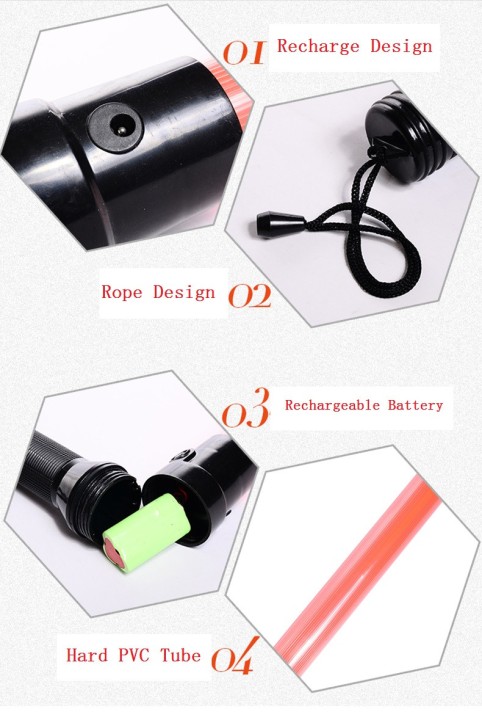 5 Baton rechargeable torch light red traffic signaling plane car road policing jr  international - 11