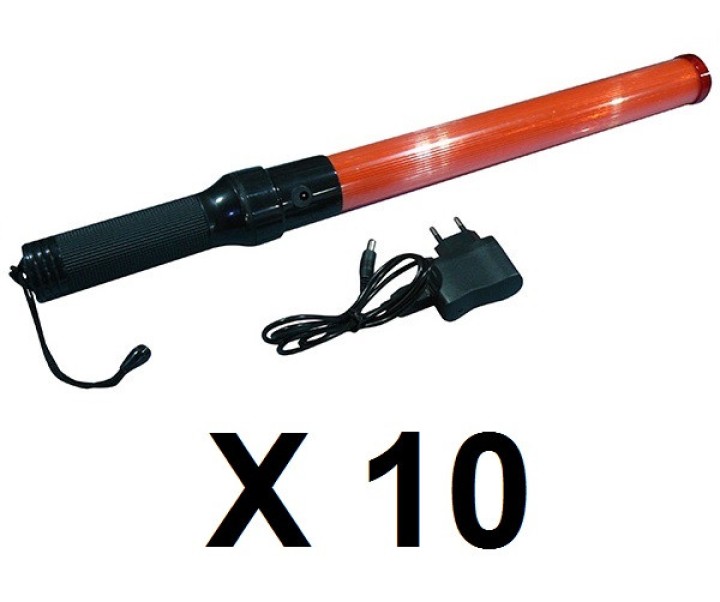 10 Baton rechargeable torch light red traffic signaling plane car road policing jr  international - 20