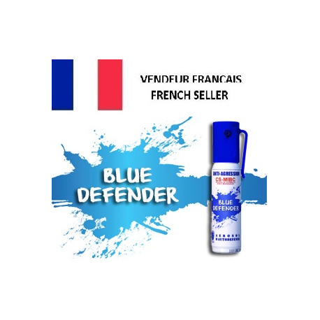Aérosol défense blue defender gaz cs bleu 2% 25ml spray paralysant bombe lagrymogene