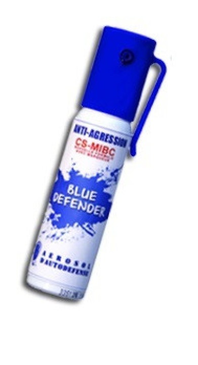 Aérosol défense blue defender gaz cs bleu 2% 25ml spray paralysant bombe lagrymogene