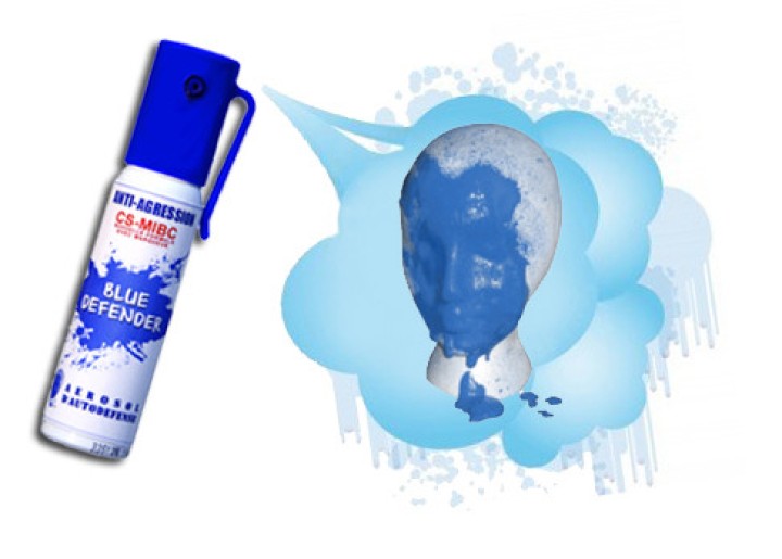 Spray de defensa gas cs blue defender azul 2% 25ml spray de bomba de aturdimiento lagrymogene