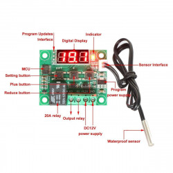W1209 DC12V Digital Cool Heat temp Thermostat Thermometer Temperature Control On/Off Switch -50-110C Temperature Control Switch 