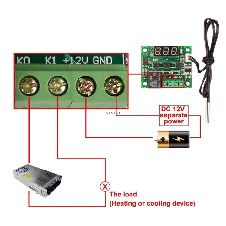 W1209 DC12V Digital Cool Heat temp Thermostat Thermometer Temperature Control On/Off Switch -50-110C Temperature Control Switch 