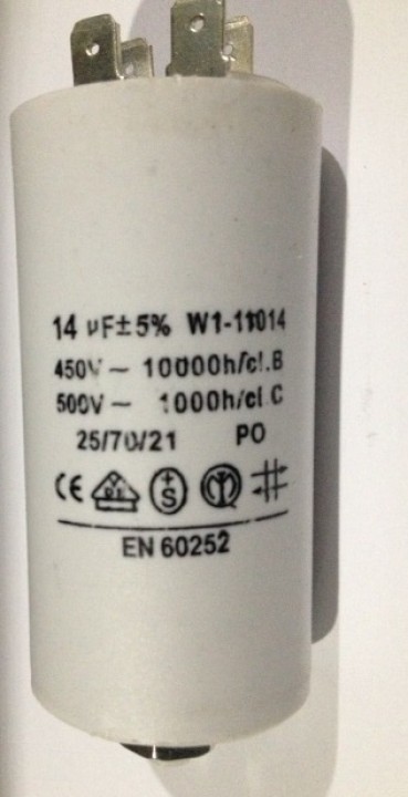 Condensatore 14 mf micro farad 450v 50 60 hz condensatore di avviamento motore universale con capocorda am w1 11014 jr  internat