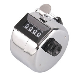12 Chrome mechanical 4 digit counts 0-9999 hand held manual tally counter clicker golf gogo - 2