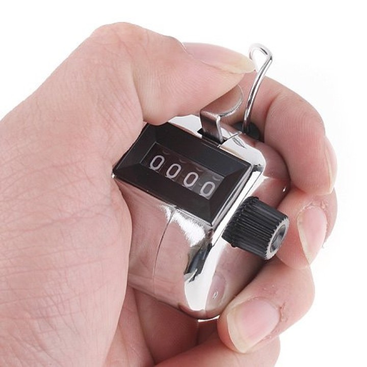 12 Chrome mechanical 4 digit counts 0-9999 hand held manual tally counter clicker golf gogo - 3