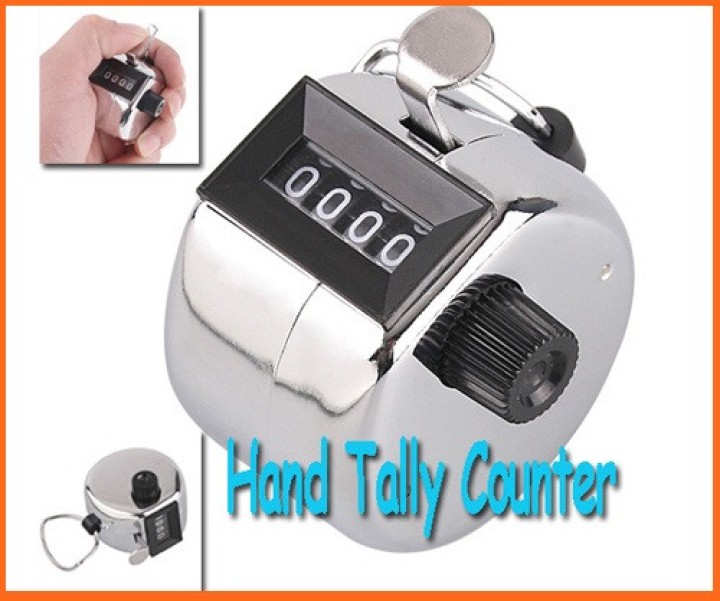 12 Chrome mechanical 4 digit counts 0-9999 hand held manual tally counter clicker golf gogo - 5