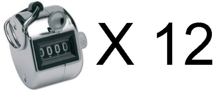 12 Chrome mechanical 4 digit counts 0-9999 hand held manual tally counter clicker golf gogo - 7