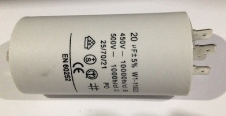 Capacitor 20 mf micro farad 450v 50 60 hz universal motor start capacitor with am terminal w1 11020 karcher - 1