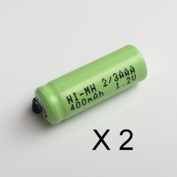 2 x Batteria ricaricabile da 1.2V 2 / 3AAA batteria 400mah 2/3 AAA ni-mh nimh con spinotto per rasoio elettrico eclats antivols 