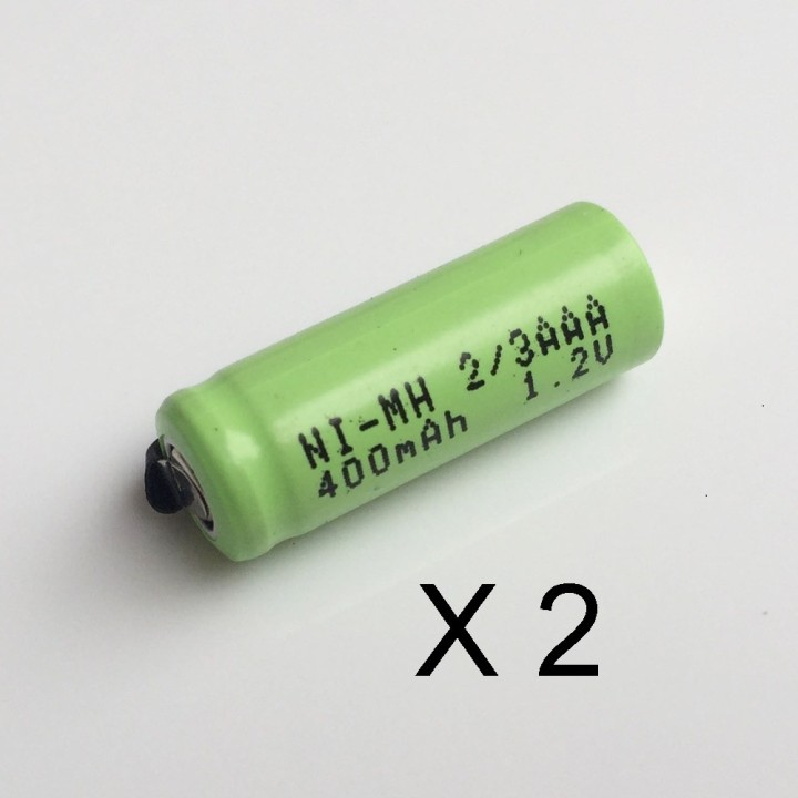 2 x Batteria ricaricabile da 1.2V 2 / 3AAA batteria 400mah 2/3 AAA ni-mh nimh con spinotto per rasoio elettrico eclats antivols 