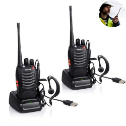 8 x Baofeng BF-888S 16 canales UHF 400-470 MHz Walkie Talkie Par 2 vías de radio FM Transceptor recargable Rango de 3 kilómetros