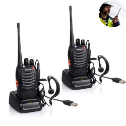 Baofeng BF-888S 16-Channel UHF 400-470MHz Walkie Talkie Pair 2-Way FM Radio Rechargeable Transceiver 3 Kilometer Range jr  inter