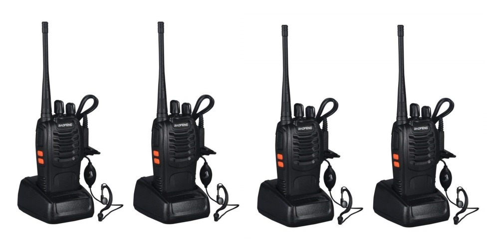 4 x Baofeng BF-888S 16-Channel UHF 400-470MHz Walkie Talkie Pair 2-Way FM Radio Rechargeable Transceiver 3 Kilometer Range baofe