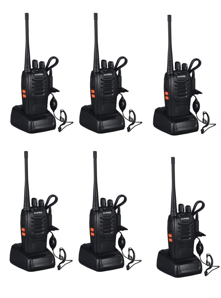 6 x Baofeng BF-888S 16 canales UHF 400-470 MHz Walkie Talkie Par 2 vías de radio FM Transceptor recargable Rango de 3 kilómetros