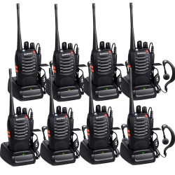 8 x Baofeng BF-888S 16 canales UHF 400-470 MHz Walkie Talkie Par 2 vías de radio FM Transceptor recargable Rango de 3 kilómetros