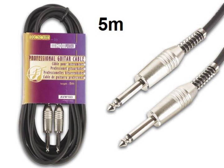 Professionelles gitarrenkabel 6.35mm metallstecker auf 6.35mm metallstecker (5m) velleman - 1