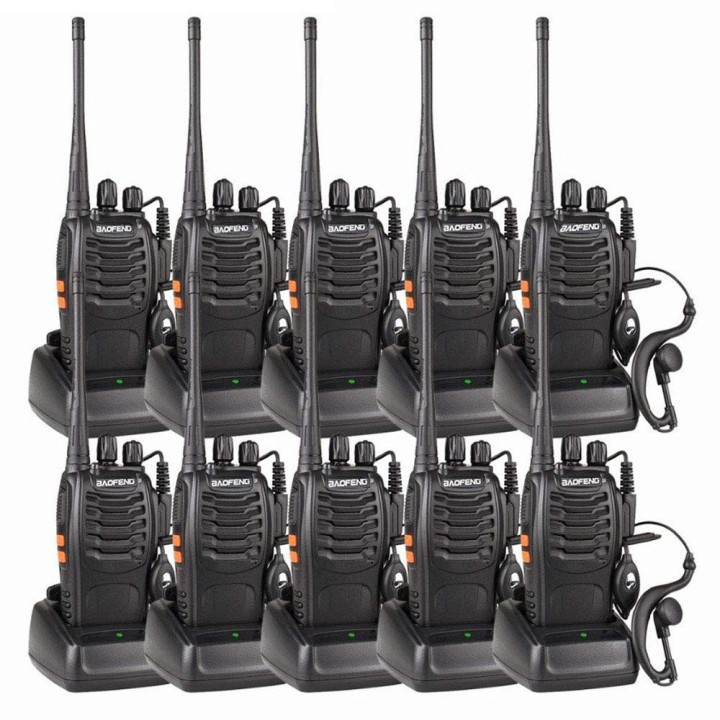 10 x Baofeng BF-888S 16 canales UHF 400-470 MHz Walkie Talkie Par 2 vías de radio FM Transceptor recargable Rango de 3 kilómetro