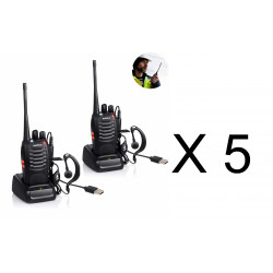 10 x Baofeng BF-888S 16 canales UHF 400-470 MHz Walkie Talkie Par 2 vías de radio FM Transceptor recargable Rango de 3 kilómetro