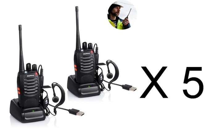 10 x Baofeng BF-888S 16 canales UHF 400-470 MHz Walkie Talkie Par 2 vías de radio FM Transceptor recargable Rango de 3 kilómetro