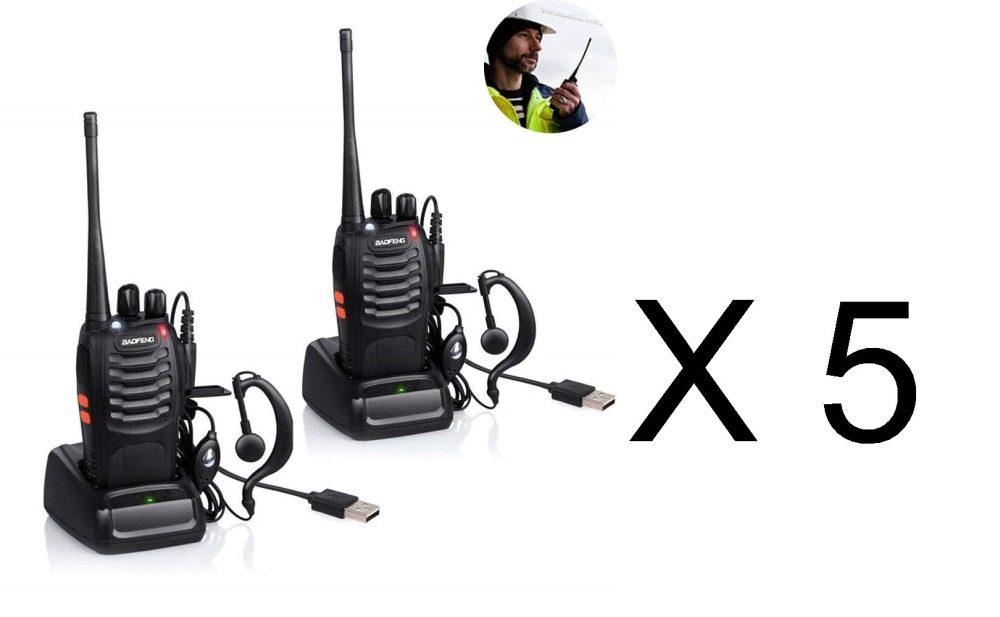 10 x Baofeng BF-888S 16 canali UHF 400-470MHz Walkie Talkie Coppia ricetrasmettitore ricetrasmettitore radio FM a 2 vie 3 km di 