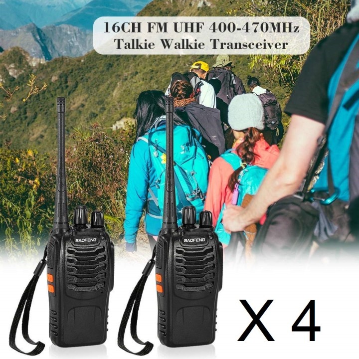 8 x Baofeng BF-888S 16 canali UHF 400-470MHz Walkie Talkie Coppia ricetrasmettitore ricetrasmettitore radio FM a 2 vie 3 km di d
