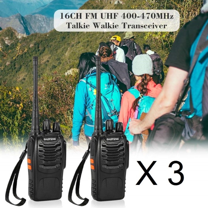 6 x Baofeng BF-888S 16-Channel UHF 400-470MHz Walkie Talkie Pair 2-Way FM Radio Rechargeable Transceiver 3 Kilometer Range baofe