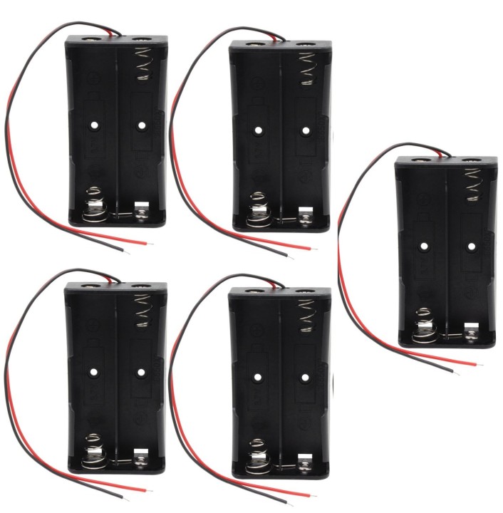 5 x 3.7V Clip Holder Box Case Black With Wire for 2 18650 Battery jr  international - 12