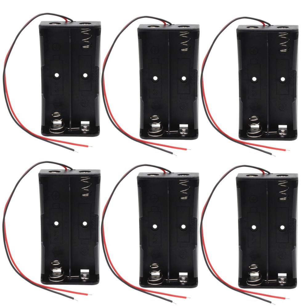 6 x 3,7 V-Klipp-Halter-Kasten-Kasten-Schwarzes mit Draht für 2 18650 keesin - 11