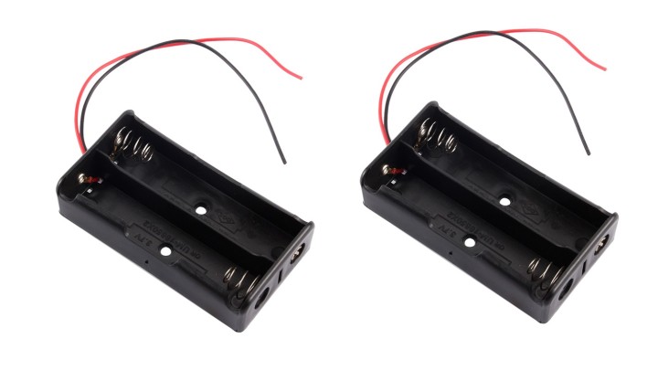 3.7V 2 X cuadro titular Clip Caso Negro Con Alambre para 2 18650 man friday - 1