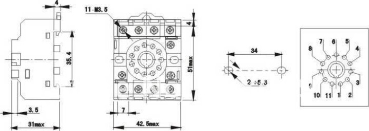 Zoccolo relè PF113A base ottale 11 pin per MK3P-I JQX-10F / 3Z JTX-3C H3CR-A 10F-3Z-C2 ea - 5