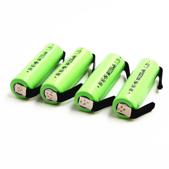 Batería recargable 1200mah 2A 1.2v lr06 aa am3 lr6 ni-mh con pata para diente de cepillo de afeitar