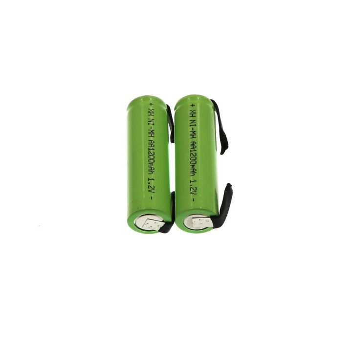 Batería recargable 1200mah 2A 1.2v lr06 aa am3 lr6 ni-mh con pata para diente de cepillo de afeitar