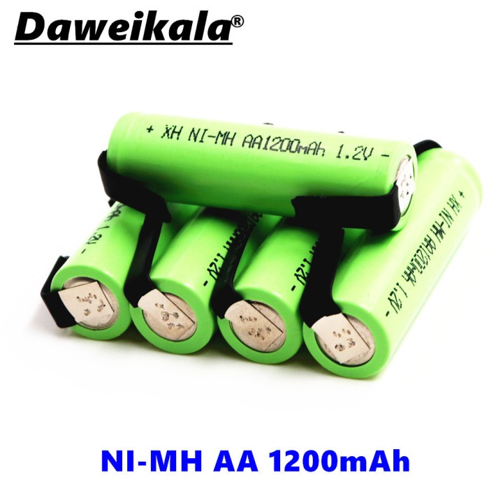 Batería recargable 1200mah 2A 1.2v lr06 aa am3 lr6 ni-mh con pata para diente de cepillo de afeitar
