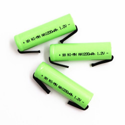 Batterie rechargeable 1200mah 2A 1.2v lr06 cosse aa am3 lr6 ni-mh avec patte pour rasoir brosse dent