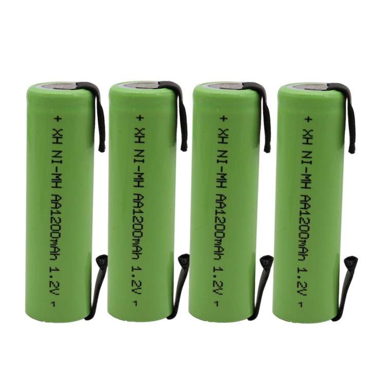 Batería recargable 1200mah 2A 1.2v lr06 aa am3 lr6 ni-mh con pata para diente de cepillo de afeitar