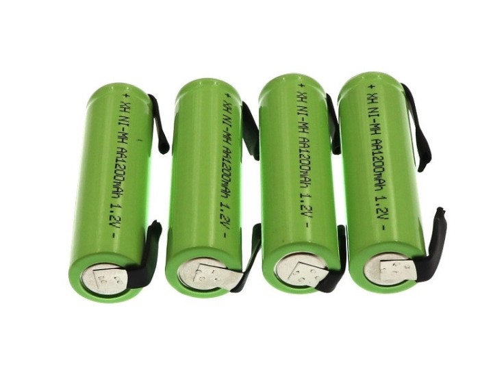 Batería recargable 1200mah 2A 1.2v lr06 aa am3 lr6 ni-mh con pata para diente de cepillo de afeitar