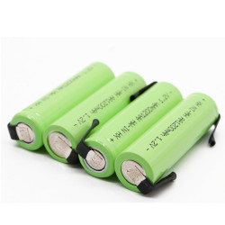 Batterie rechargeable 1200mah 2A 1.2v lr06 cosse aa am3 lr6 ni-mh avec patte pour rasoir brosse dent